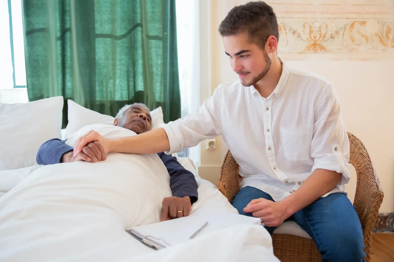 Patient in bed being examined